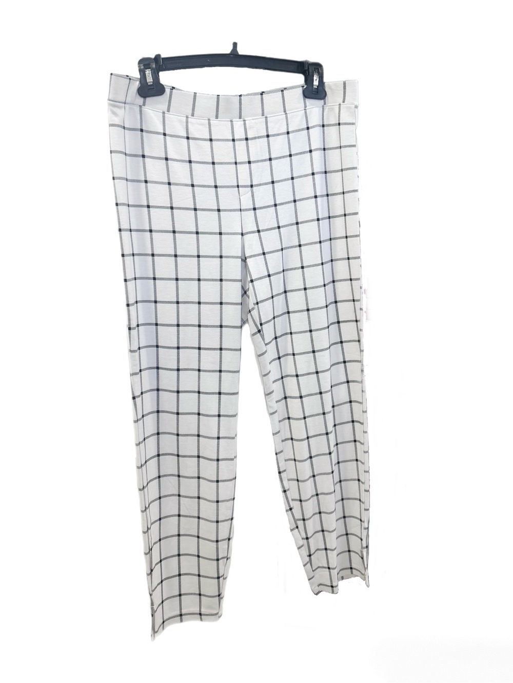 HUE White and Black Windowpane Women’s Pants Size L